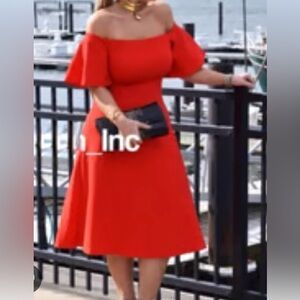 Zara Vibrant Red off the Shoulder Dress